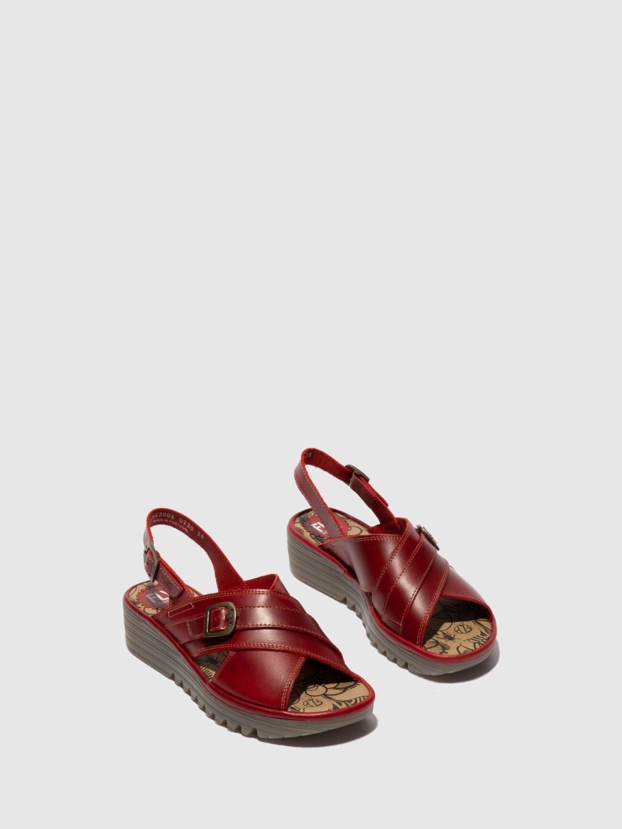 Mulher Fly London Sandalias | Sandalias Com Tira No Calcanhar Ekon142Fly Red