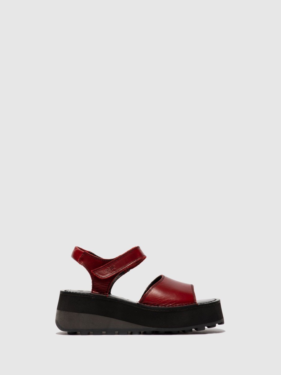 Mulher Fly London Sandalias | Sandalias Com Velcro Host483Fly Red/Black