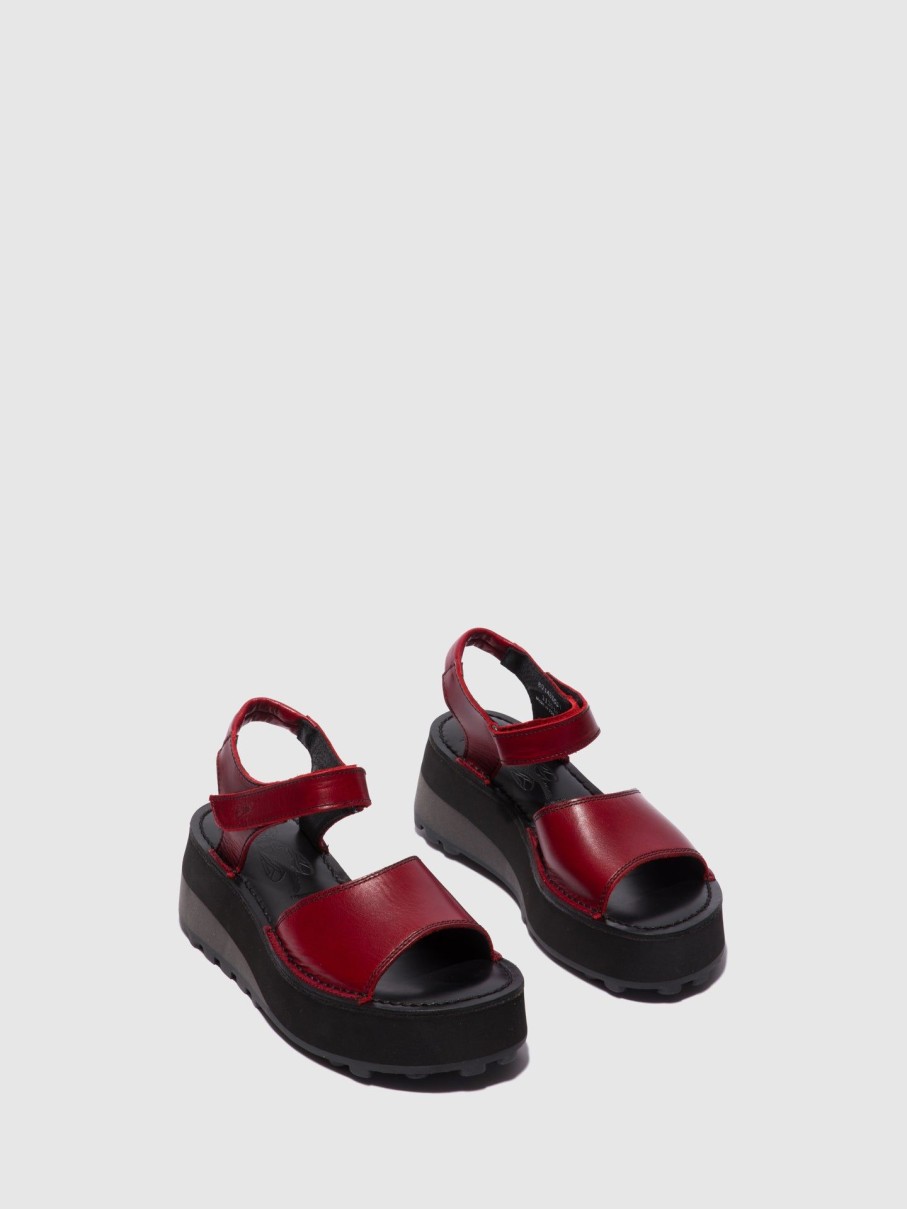 Mulher Fly London Sandalias | Sandalias Com Velcro Host483Fly Red/Black