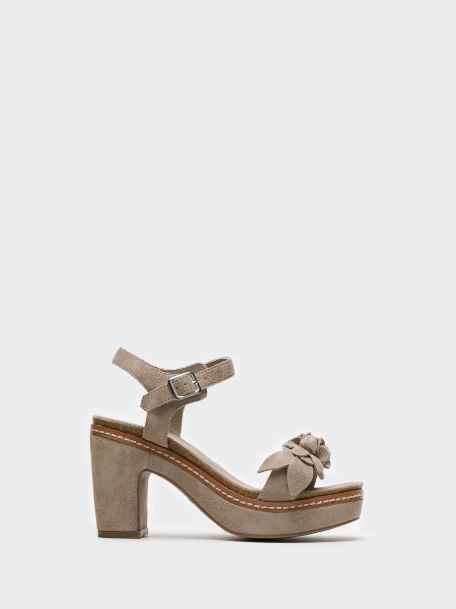 Mulher Carmela Sandalias | Sandalias De Salto Grosso Em Taupe