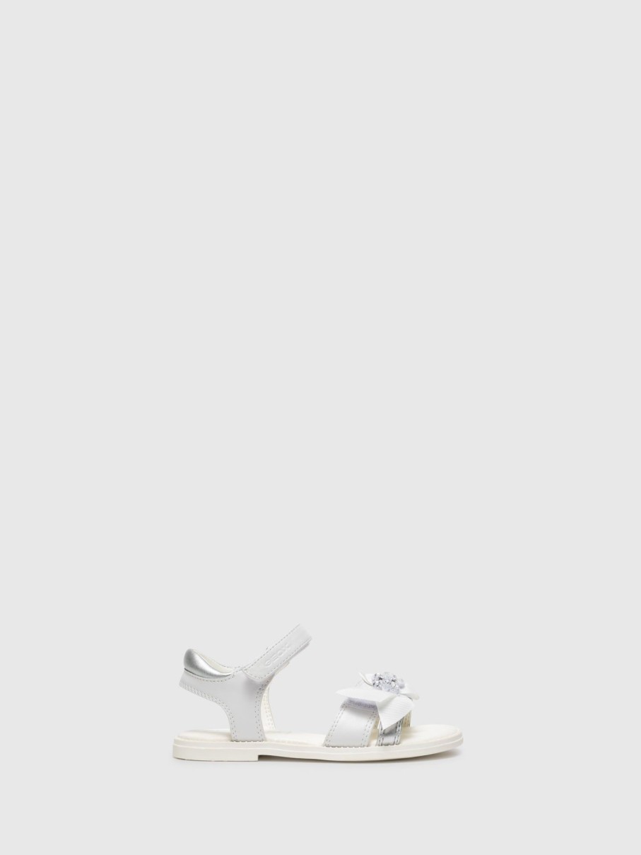 Crianca Geox Sandalias | Sandalias Com Apliques Em Branco