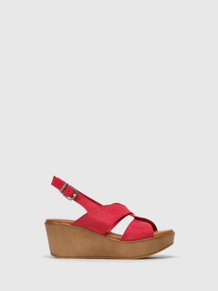 Mulher Foreva Sandalias | Sandalias Com Fivela Em Vermelho