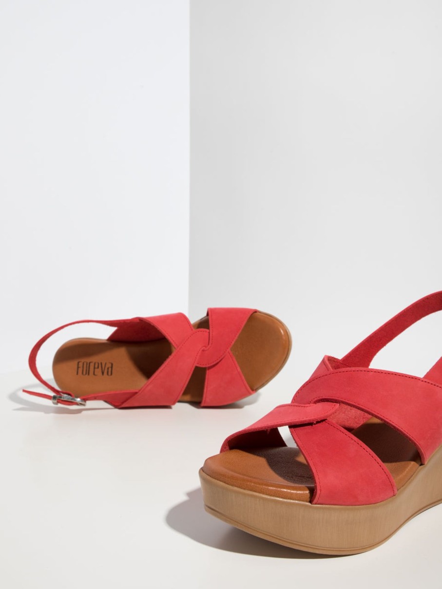 Mulher Foreva Sandalias | Sandalias Com Fivela Em Vermelho