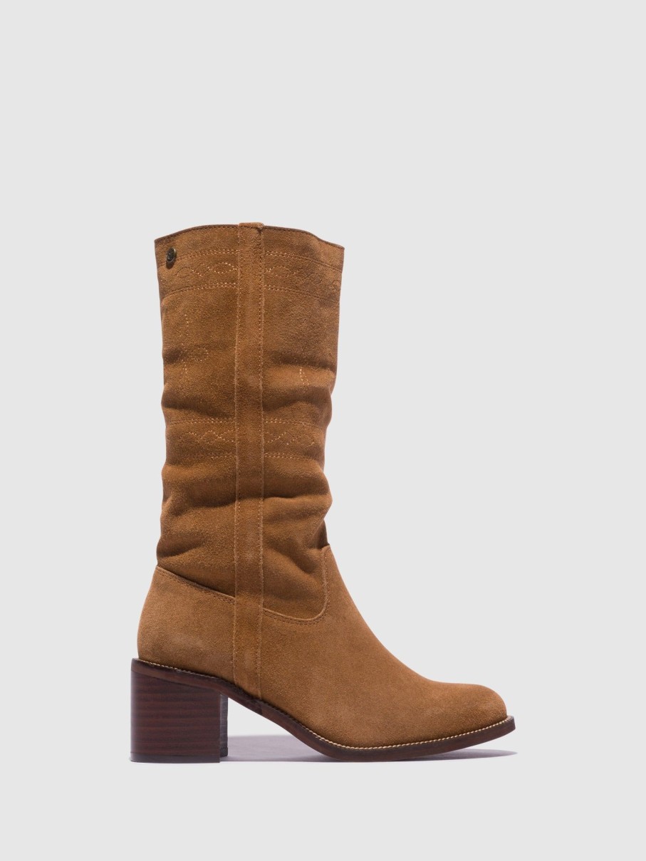 Mulher Top3 Botas | Botas Com Ponta Redonda Em Castanho