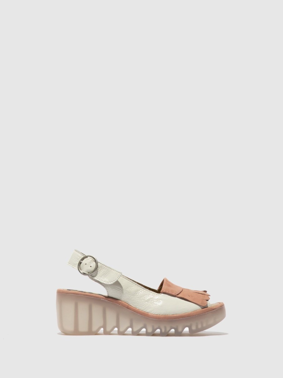 Mulher Fly London Sandalias | Sandalias Com Tira No Calcanhar Bind303Fly Luxor/Cupido Offwhite/Pink