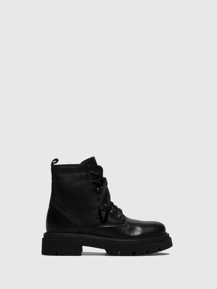 Mulher Fungi Botas | Botas Com Atacadores Em Preto