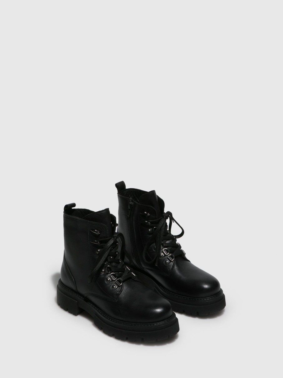 Mulher Fungi Botas | Botas Com Atacadores Em Preto