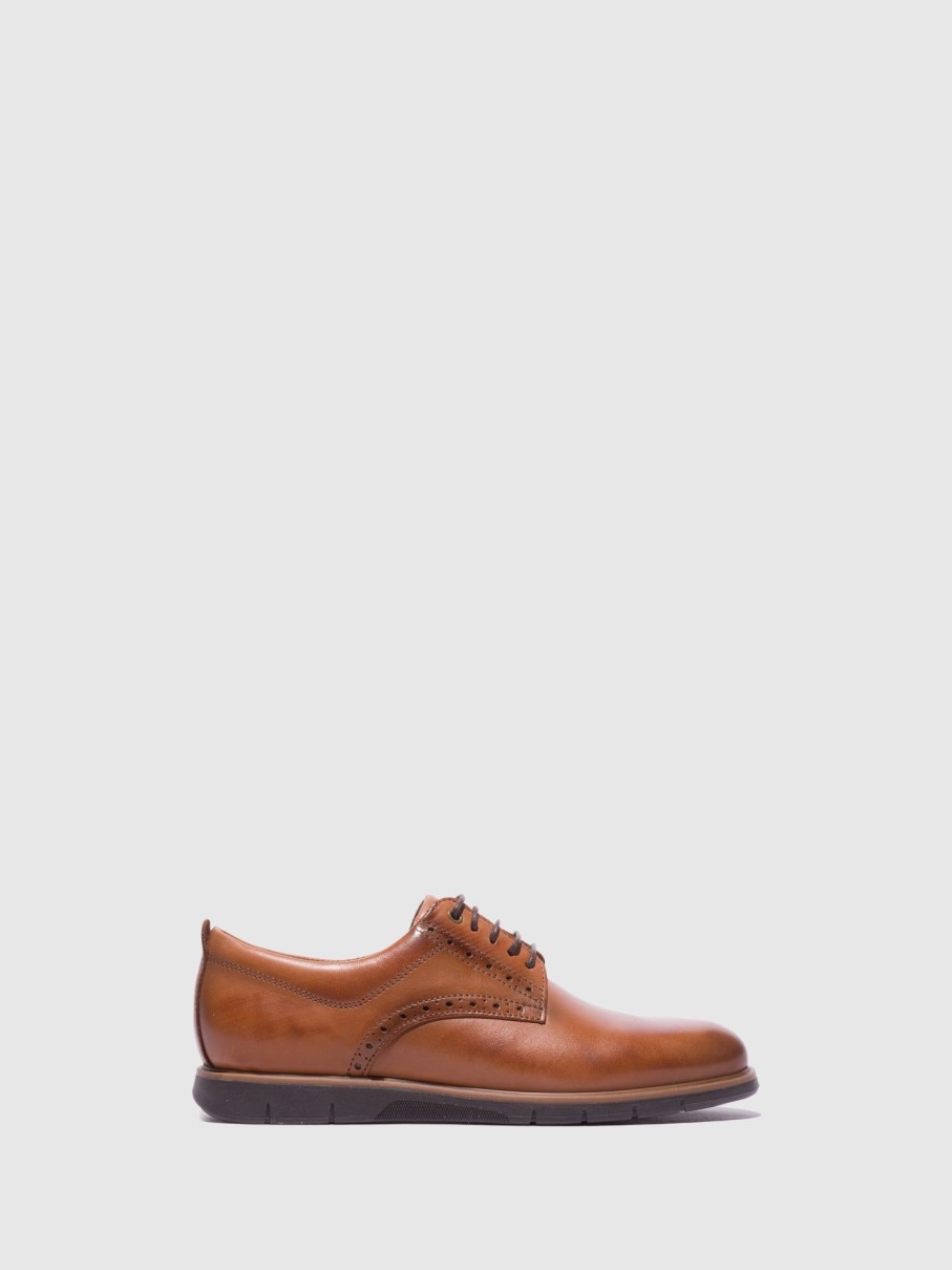 Homem Foreva Sapatos | Sapatos Com Atacadores Em Pele Camel