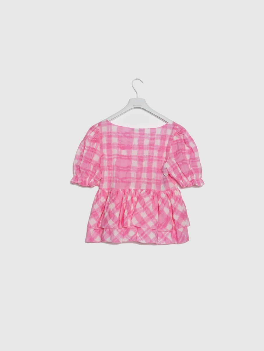 Mulher Vivetta | Blusa Com Folhos Em Rosa E Branco