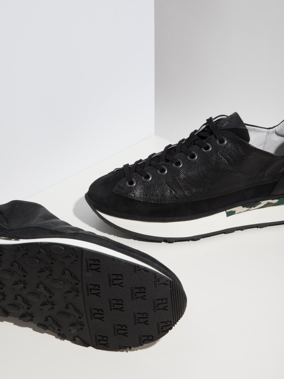 Homem Fly London Tenis | Tenis Com Atacadores Em Preto