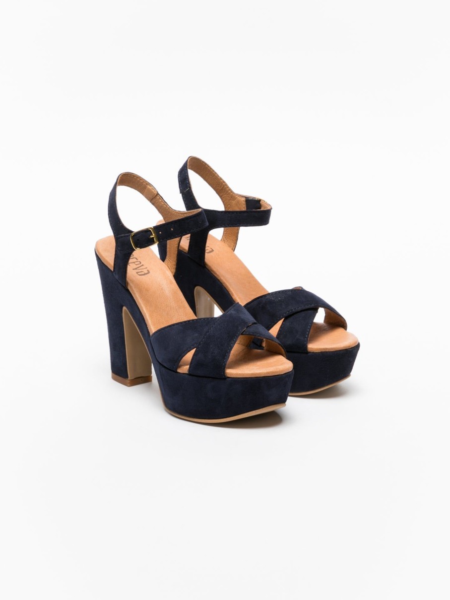 Mulher Foreva Sandalias | Sandalias De Salto Grosso Em Azul