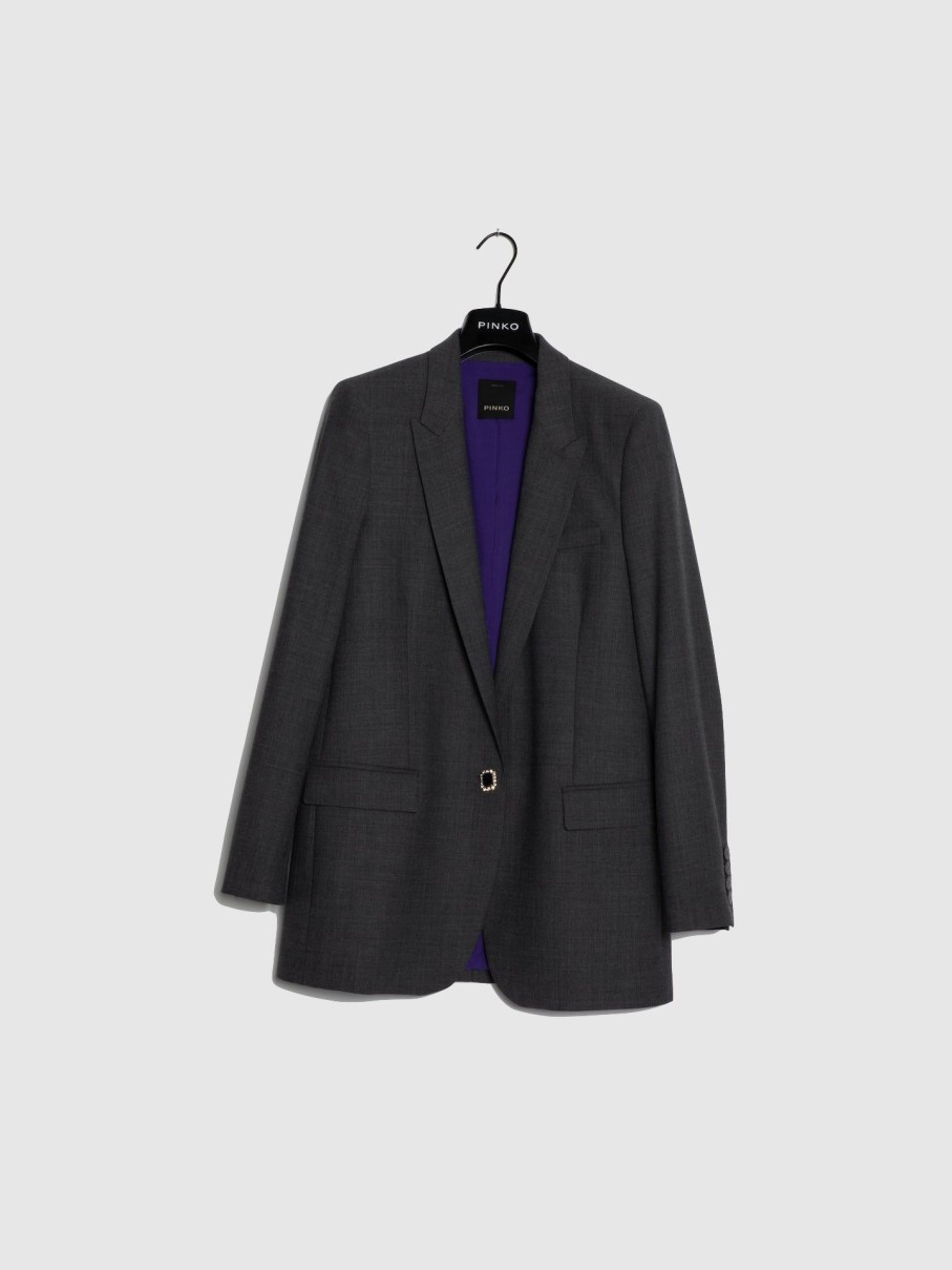 Mulher Pinko | Blazer Com Brilhante Em Cinzento