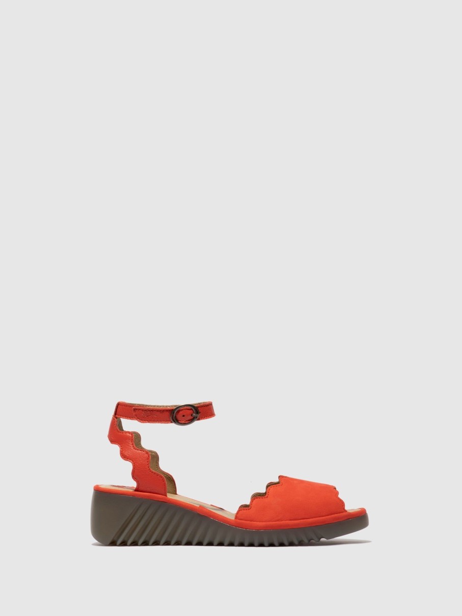 Mulher Fly London Sandalias | Sandalias Com Tira No Tornozelo Lume319Fly Cupido/Moussedevil Red