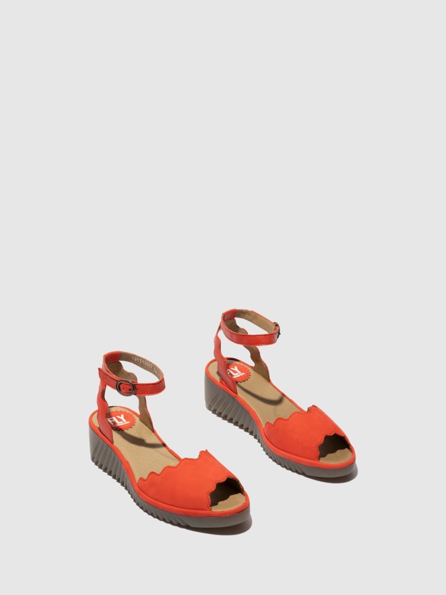 Mulher Fly London Sandalias | Sandalias Com Tira No Tornozelo Lume319Fly Cupido/Moussedevil Red