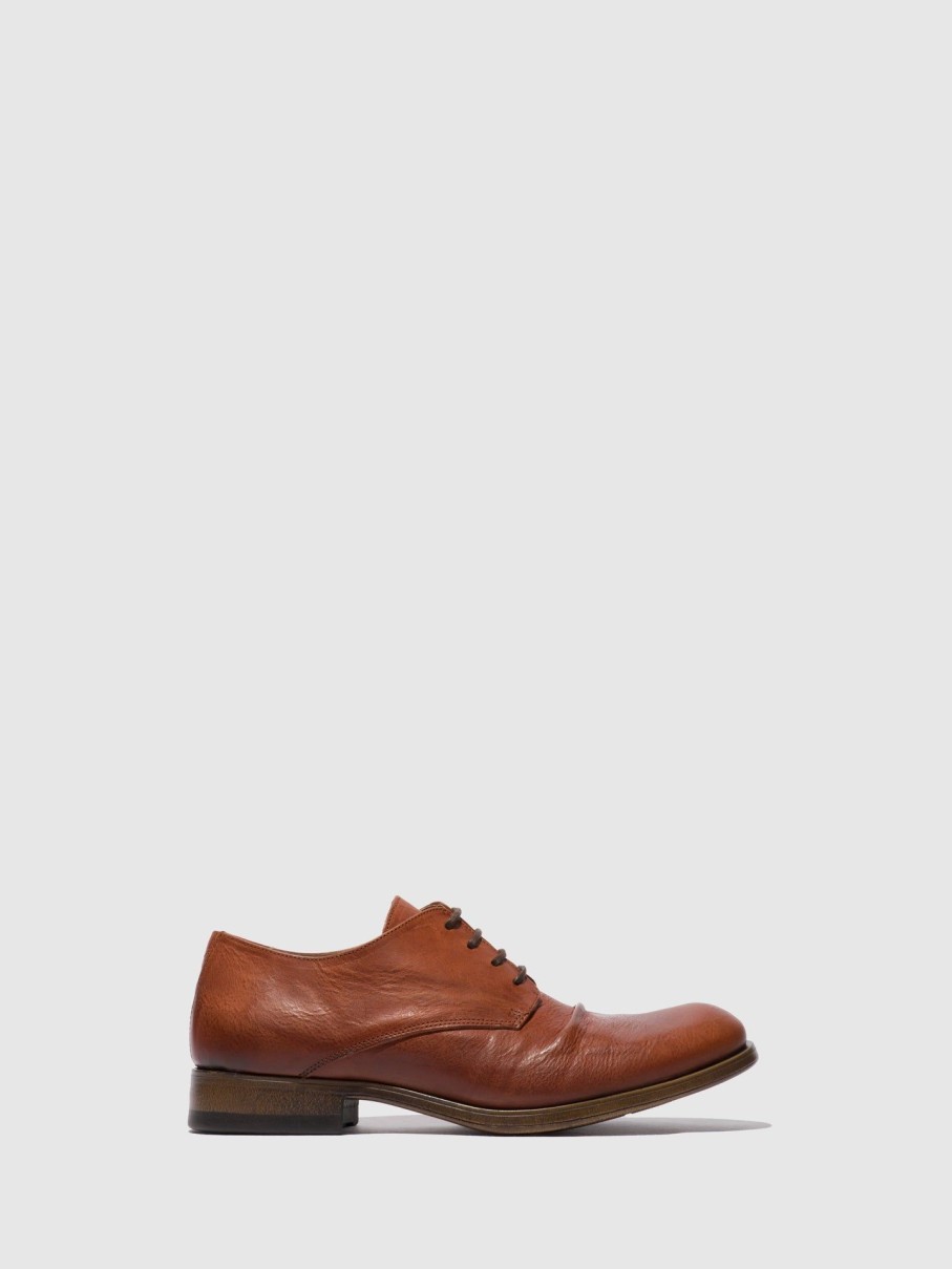 Homem Fly London Sapatos | Sapatos Com Atacadores Mask576Fly Cognac