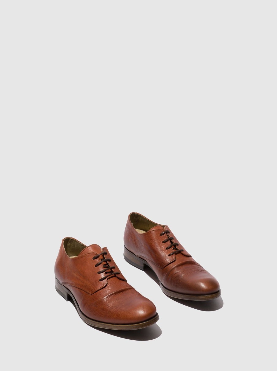 Homem Fly London Sapatos | Sapatos Com Atacadores Mask576Fly Cognac