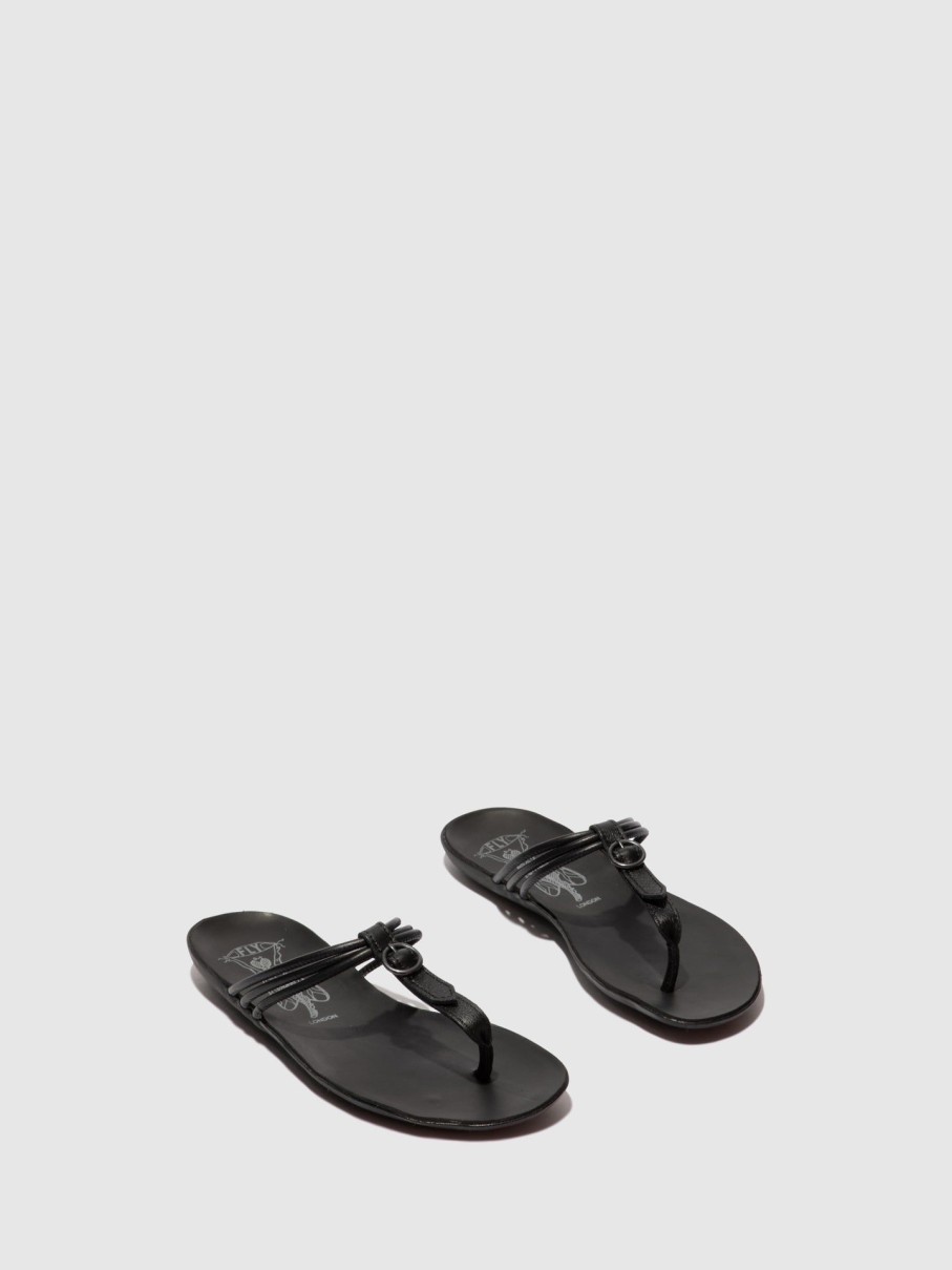 Mulher Fly London Sandalias | Sandalias De Dedo Mous755Fly Ciervoblack