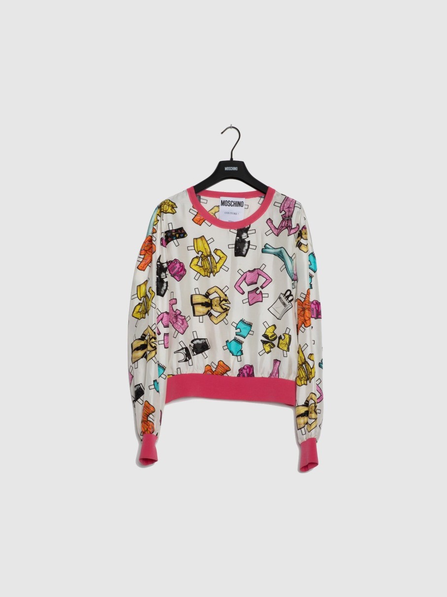 Mulher Moschino | Sweater Estampada Em Branco E Rosa