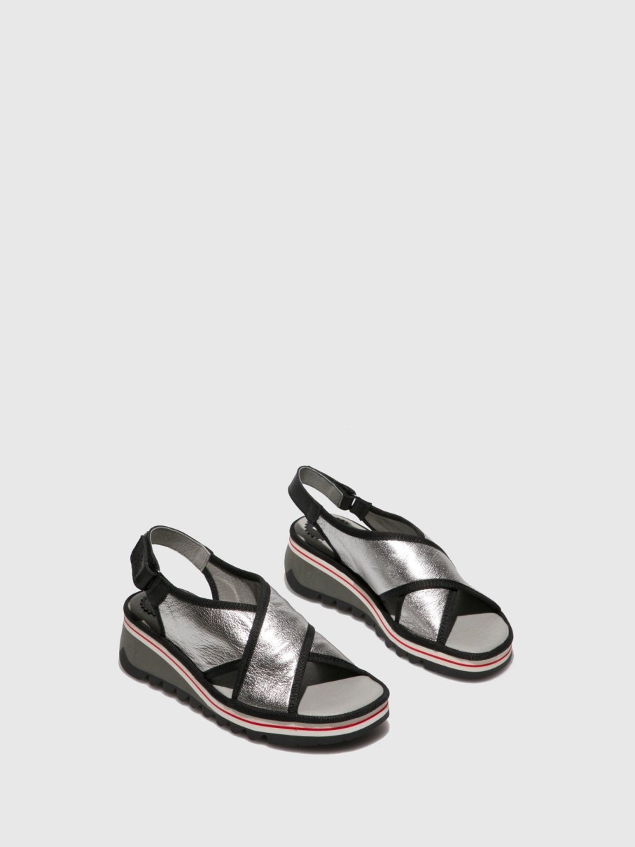 Mulher Fly London Sandalias | Sandalias Com Tiras Cruzadas Tano133Fly Silver