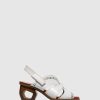 Mulher Hispanitas Sandalias | Sandalias De Salto Grosso Em Branco