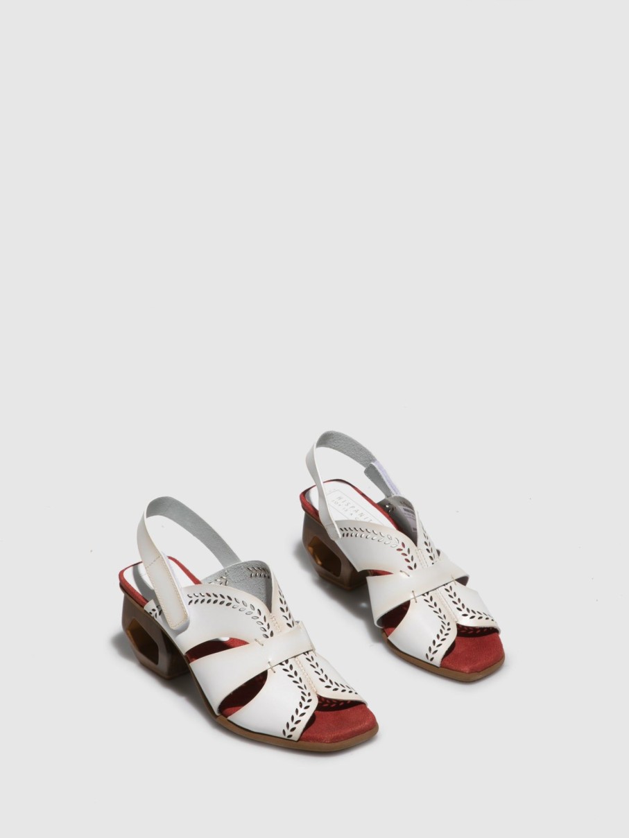 Mulher Hispanitas Sandalias | Sandalias De Salto Grosso Em Branco