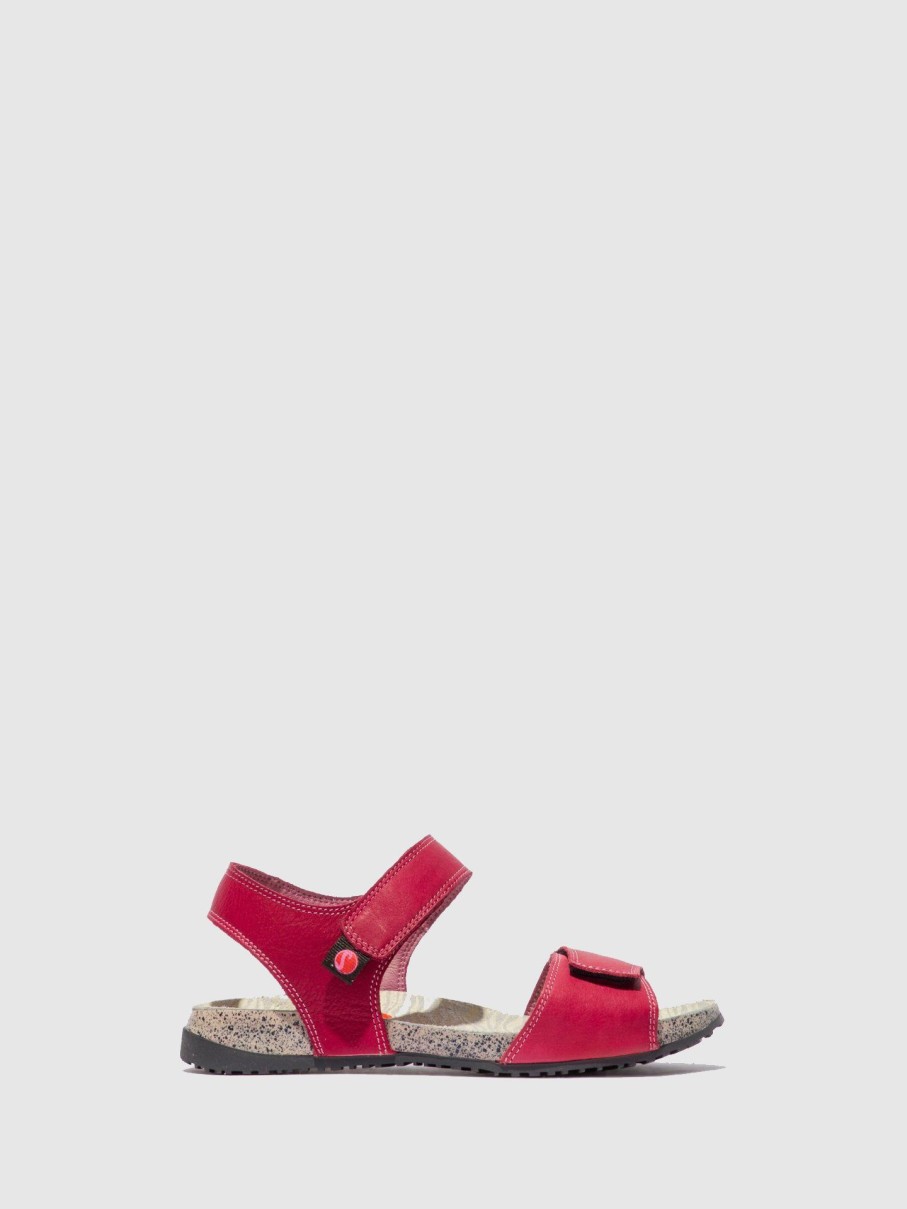 Mulher Softinos Sandalias | Sandalias Com Velcro Kiva530Sof Red