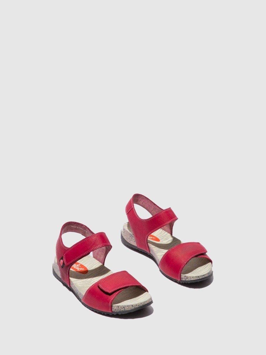 Mulher Softinos Sandalias | Sandalias Com Velcro Kiva530Sof Red