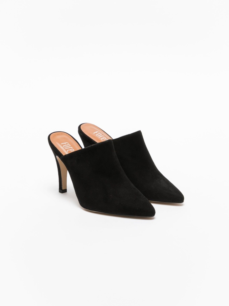 Mulher Foreva Mules | Mules Pontiagudas Em Preto