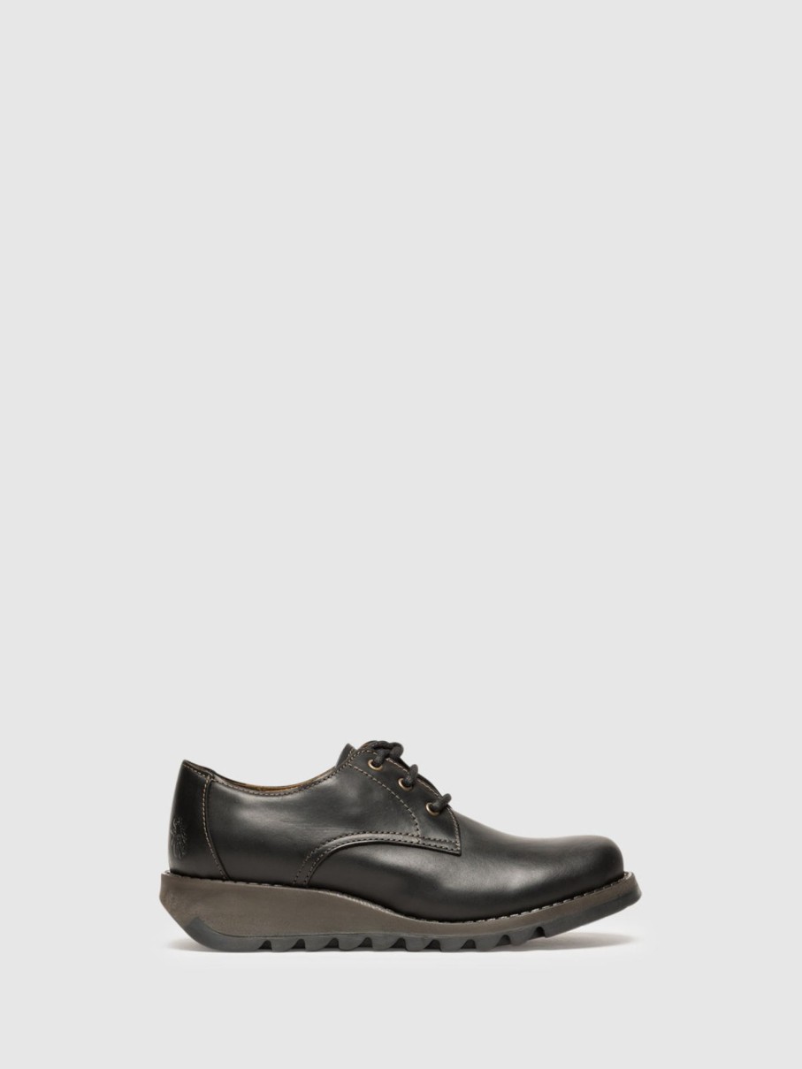 Mulher Fly London Sapatos | Sapatos Derby Em Preto Carvao