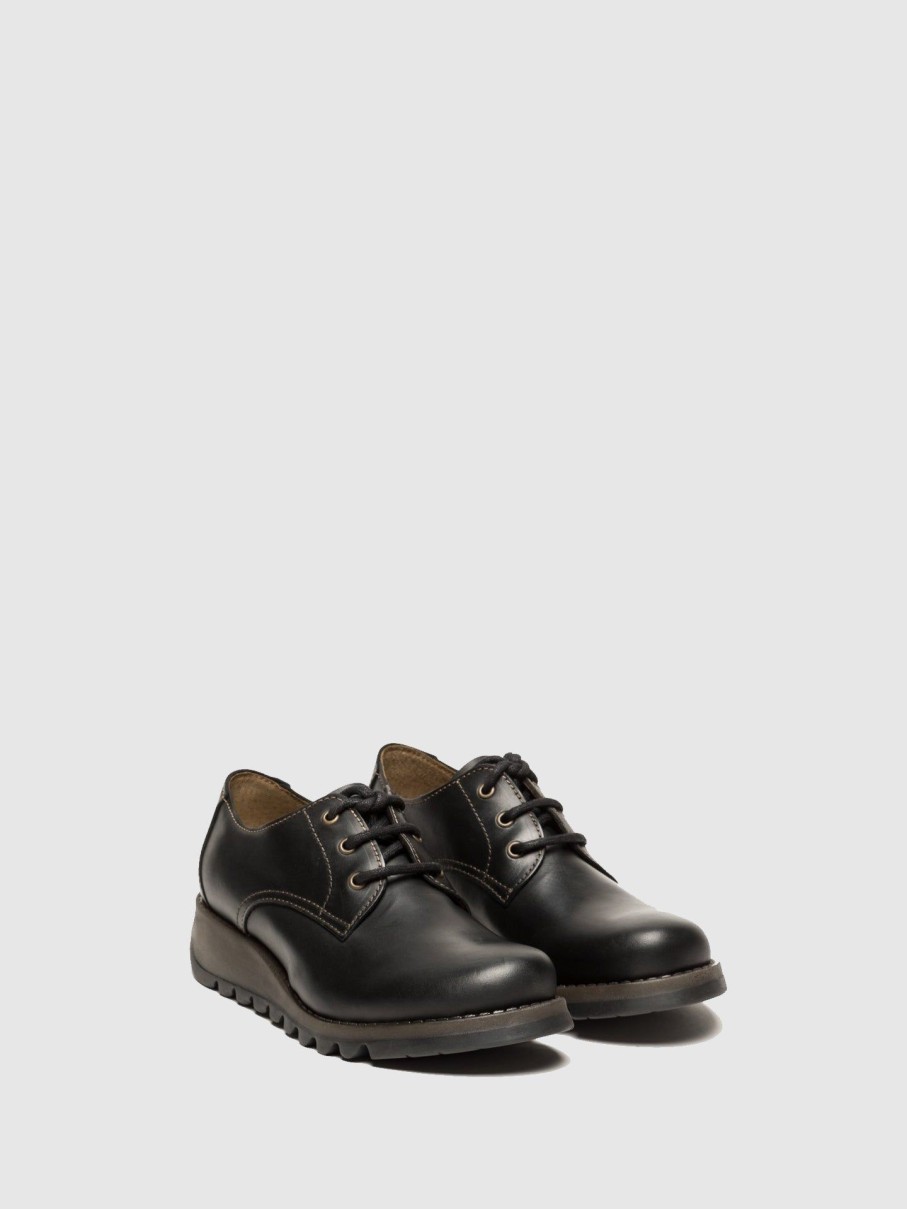 Mulher Fly London Sapatos | Sapatos Derby Em Preto Carvao