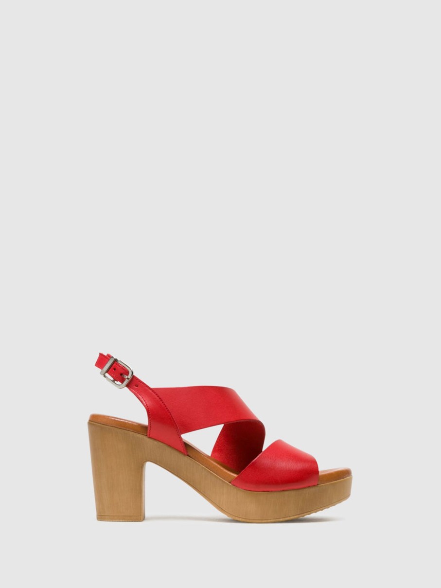 Mulher Foreva Sandalias | Sandalias Com Fivela Em Vermelho