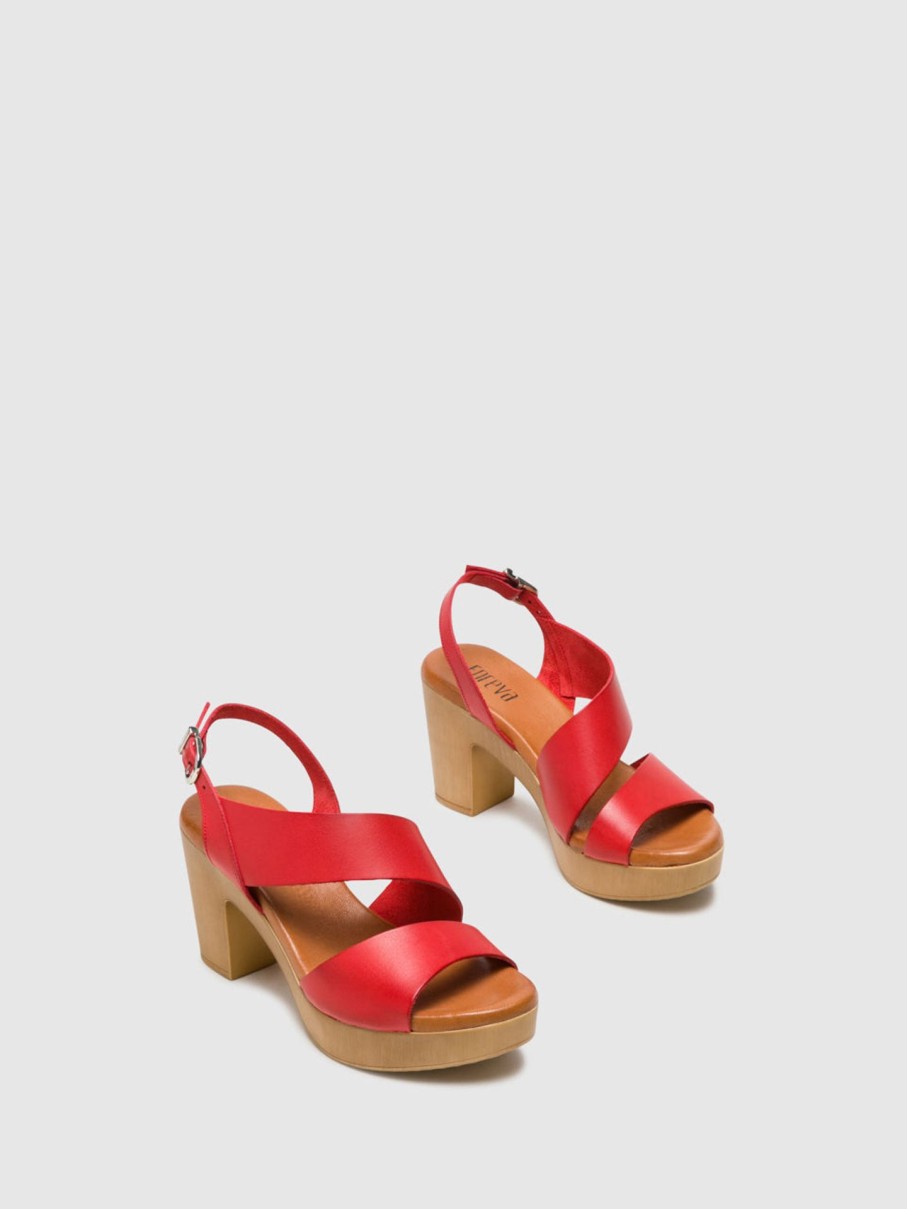 Mulher Foreva Sandalias | Sandalias Com Fivela Em Vermelho