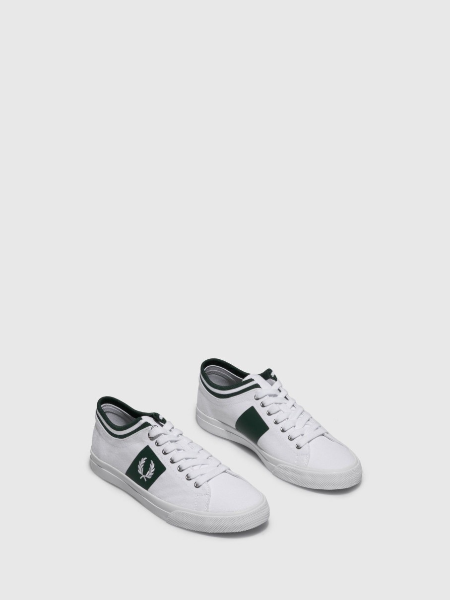 Homem Fred Perry Tenis | Tenis Com Atacadores Em Verde Branco