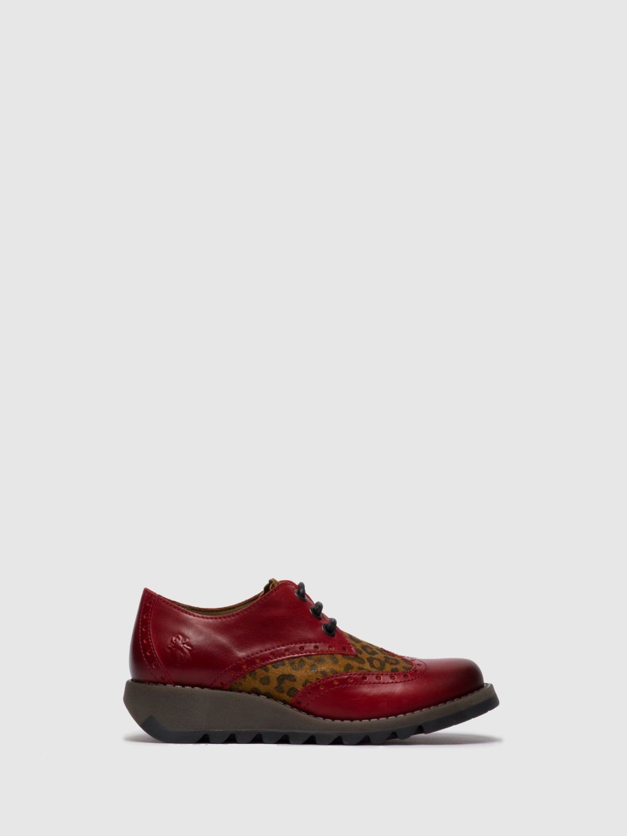 Mulher Fly London Sapatos | Sapatos Oxford Sume524Fly Rug/Cheetah Red/Tan