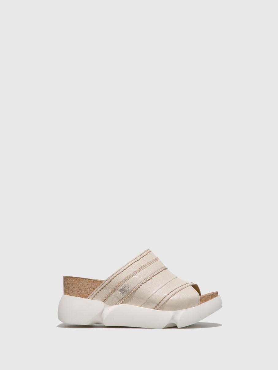 Mulher Fly London Mules | Mules Abertas A Frente Suze582Fly White