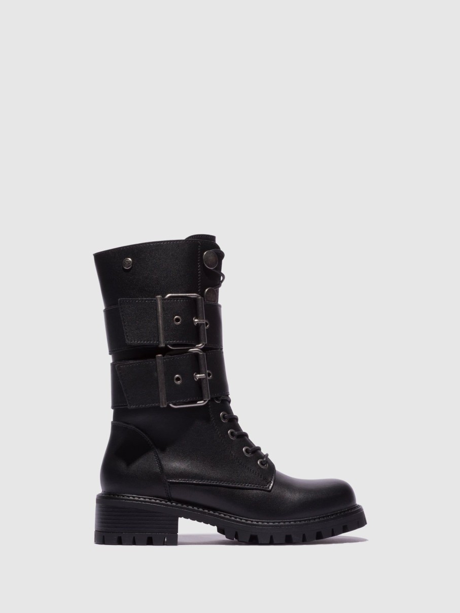 Mulher Top3 Botas | Botas Com Fivela Em Preto