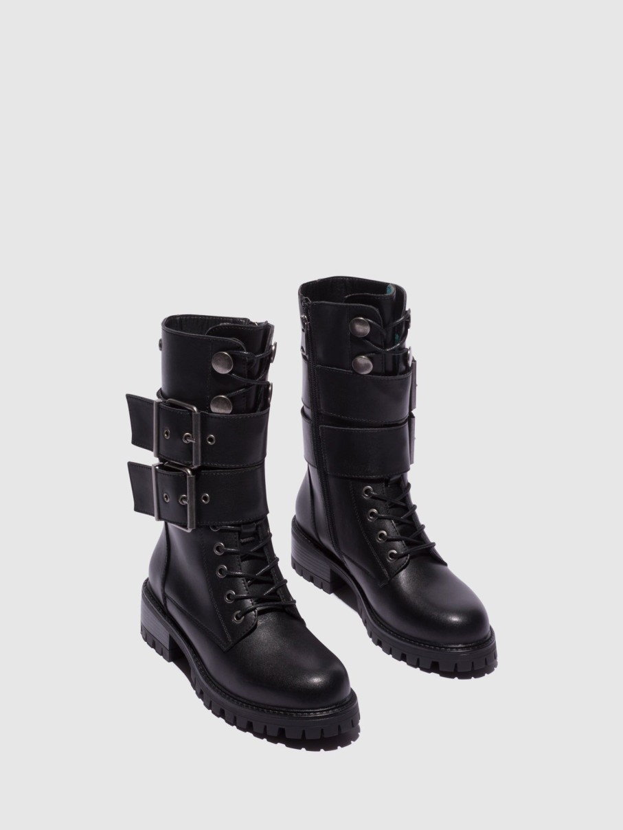 Mulher Top3 Botas | Botas Com Fivela Em Preto