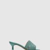 Mulher Sofia Costa Mules | Mules De Salto Kitten Em Verde