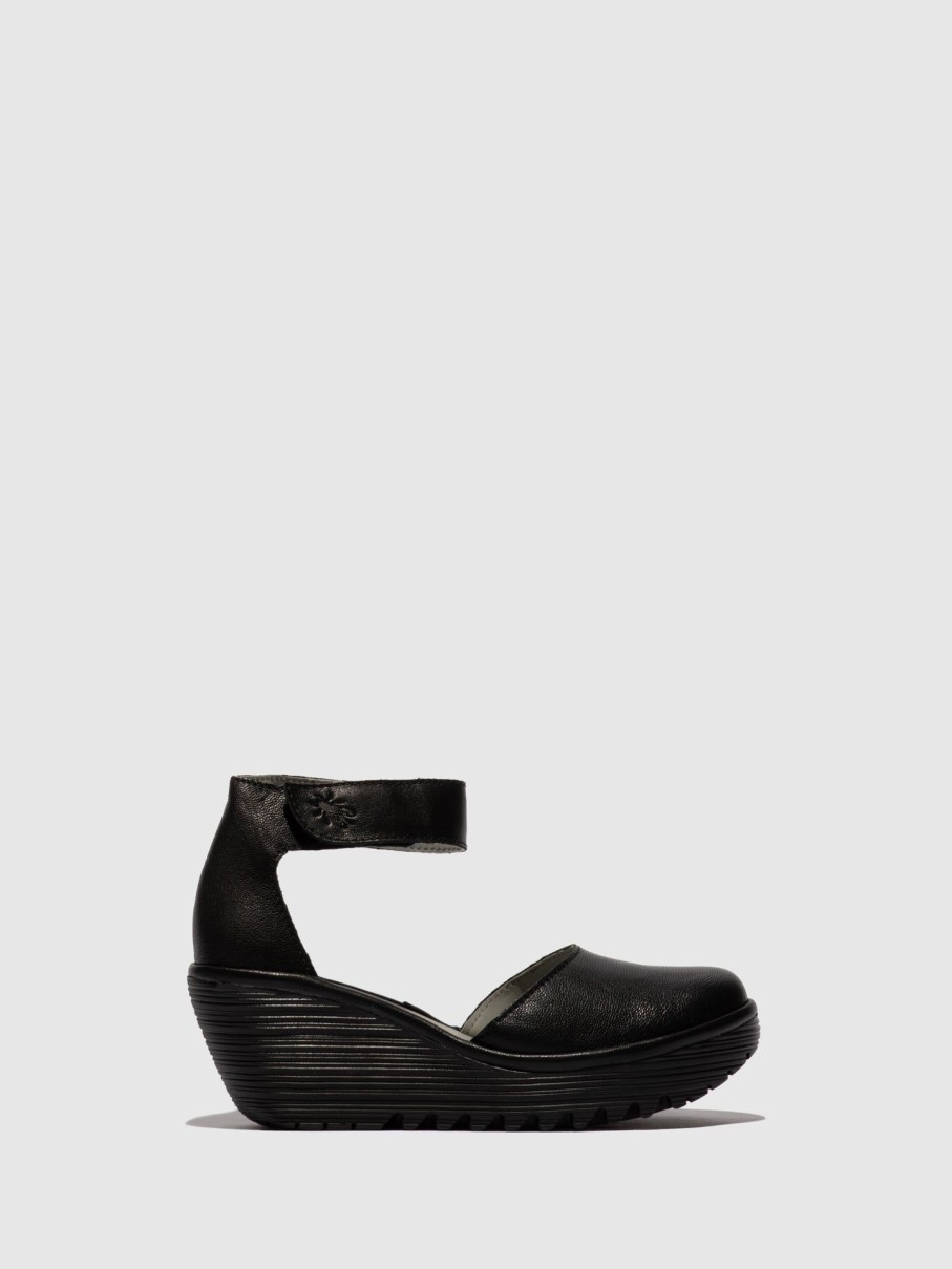 Mulher Fly London Sandalias | Sandalias Com Tira No Tornozelo Yand709Fly Black Leather