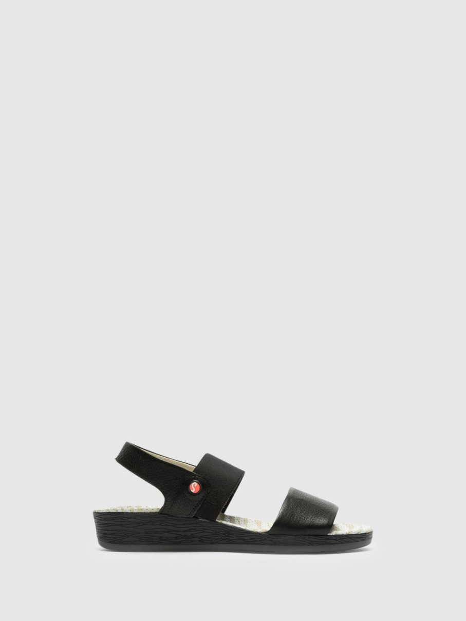 Mulher Softinos Sandalias | Sandalias Com Tiras Em Preto