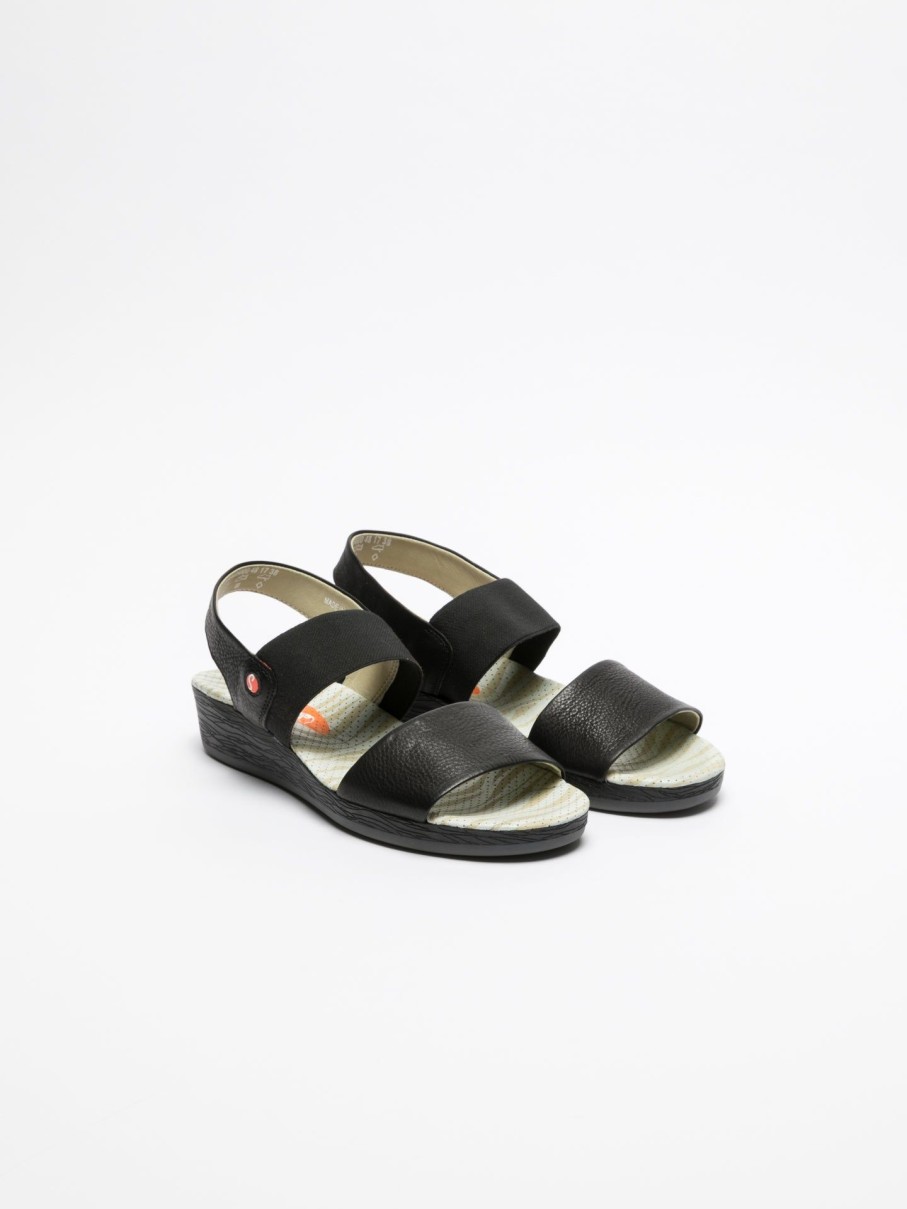 Mulher Softinos Sandalias | Sandalias Com Tiras Em Preto