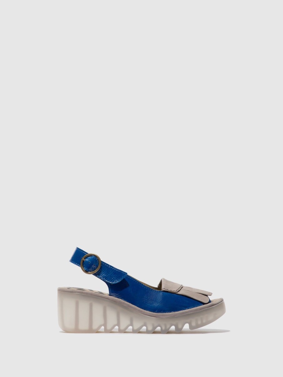 Mulher Fly London Sandalias | Sandalias Com Tira No Calcanhar Bind303Fly Blue/Grey