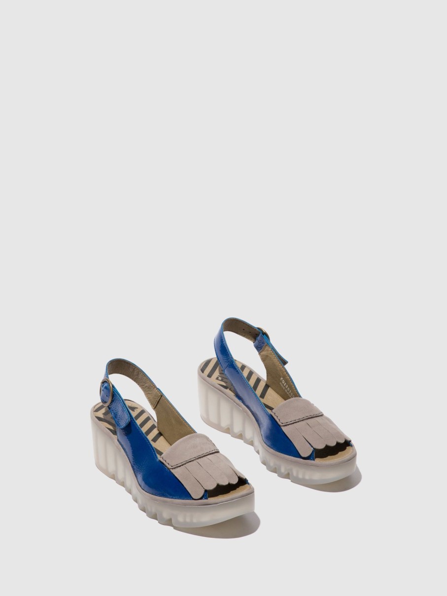 Mulher Fly London Sandalias | Sandalias Com Tira No Calcanhar Bind303Fly Blue/Grey